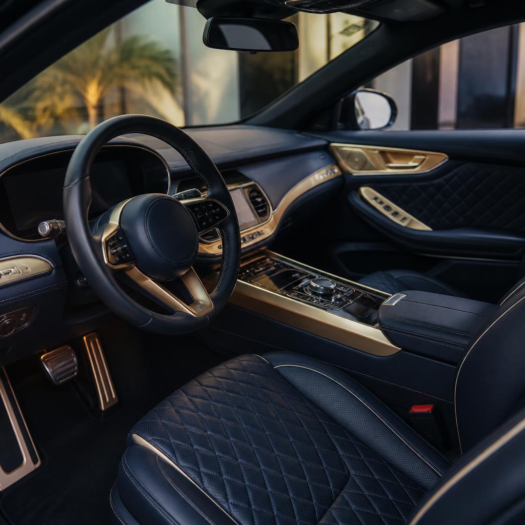 Immaculate luxury car interior after professional detailing